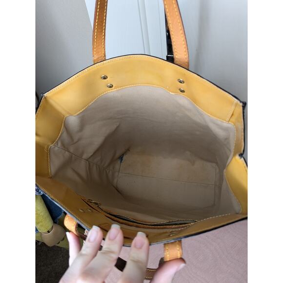 Louis Vuitton Tall Rectangular Black Patent Leather Bag with Leather Straps - Picture 6 of 14